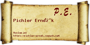 Pichler Ernák névjegykártya